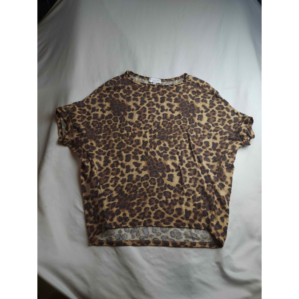 Michael Stars Leopard Print Batwing T-Shirt Brown Women's Size XS